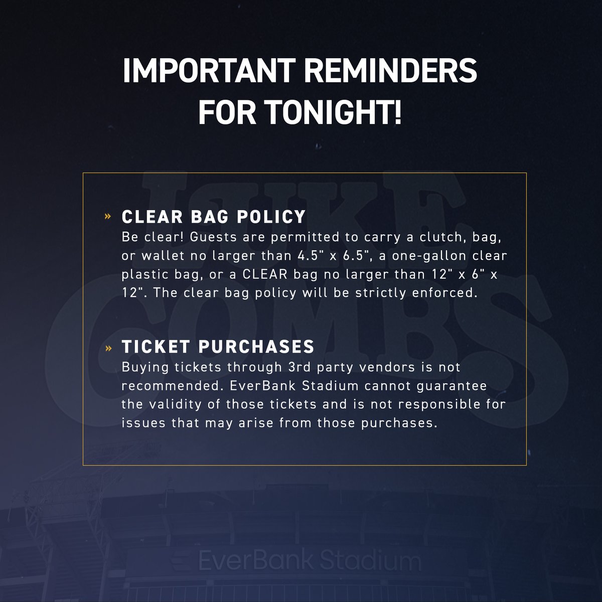 🚨 Important reminders for tonight! 🚨