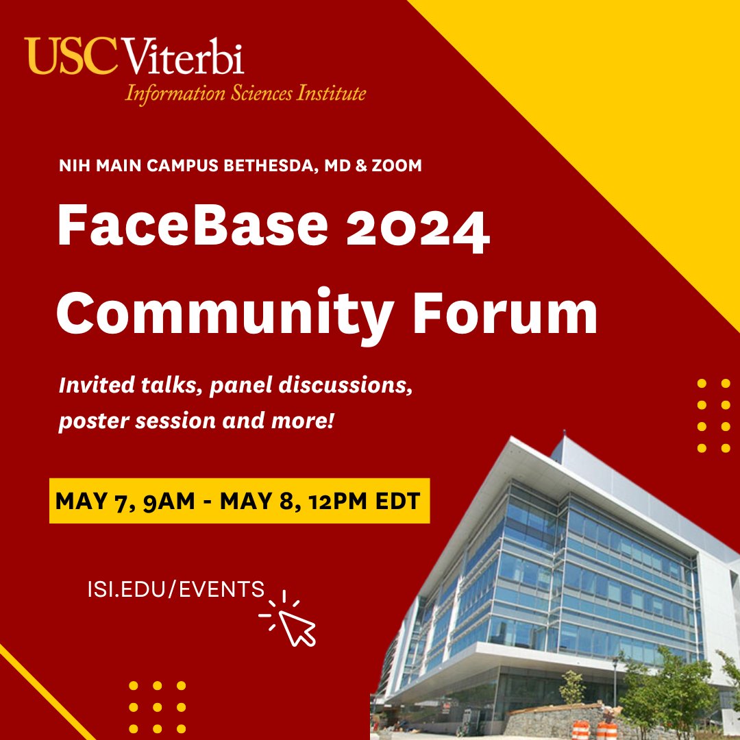 Join us on Tuesday for the FaceBase Forum! This forum will showcase the features and benefits of the FaceBase platform, demonstrations on how it may be extendable to domains outside of NIDCR and glimpses of future capabilities with ML and AI. Learn more: bit.ly/3JNq8um