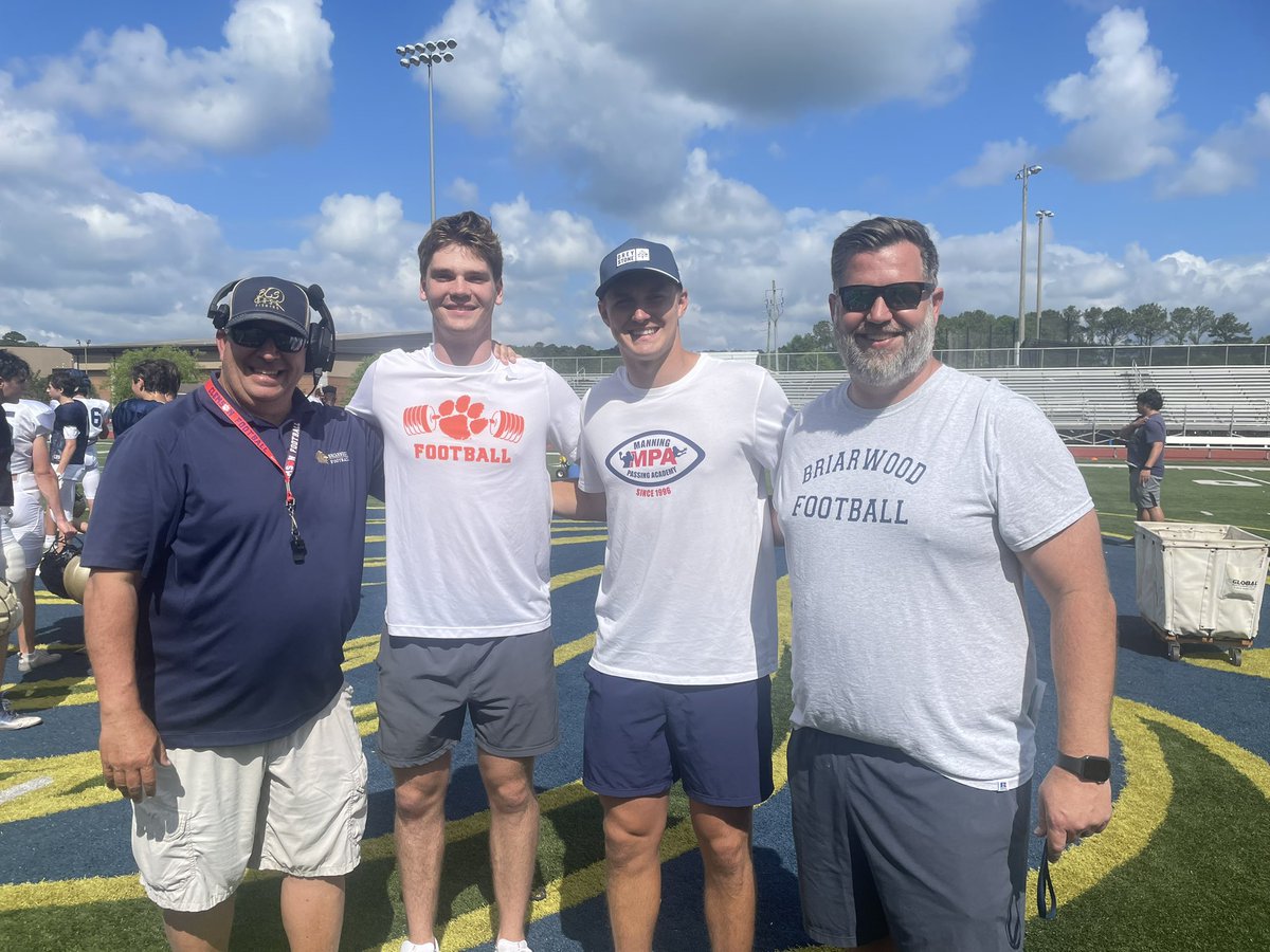 Always good to have former players come back to BCS. Two GREAT Qb’s and men visited us today. Michael Hiers is prepping for his workout for the Tampa Bay Bucs next week and Christopher Vizzina is working on his red shirt freshman year at Clemson. These men are amazing! #LAWS