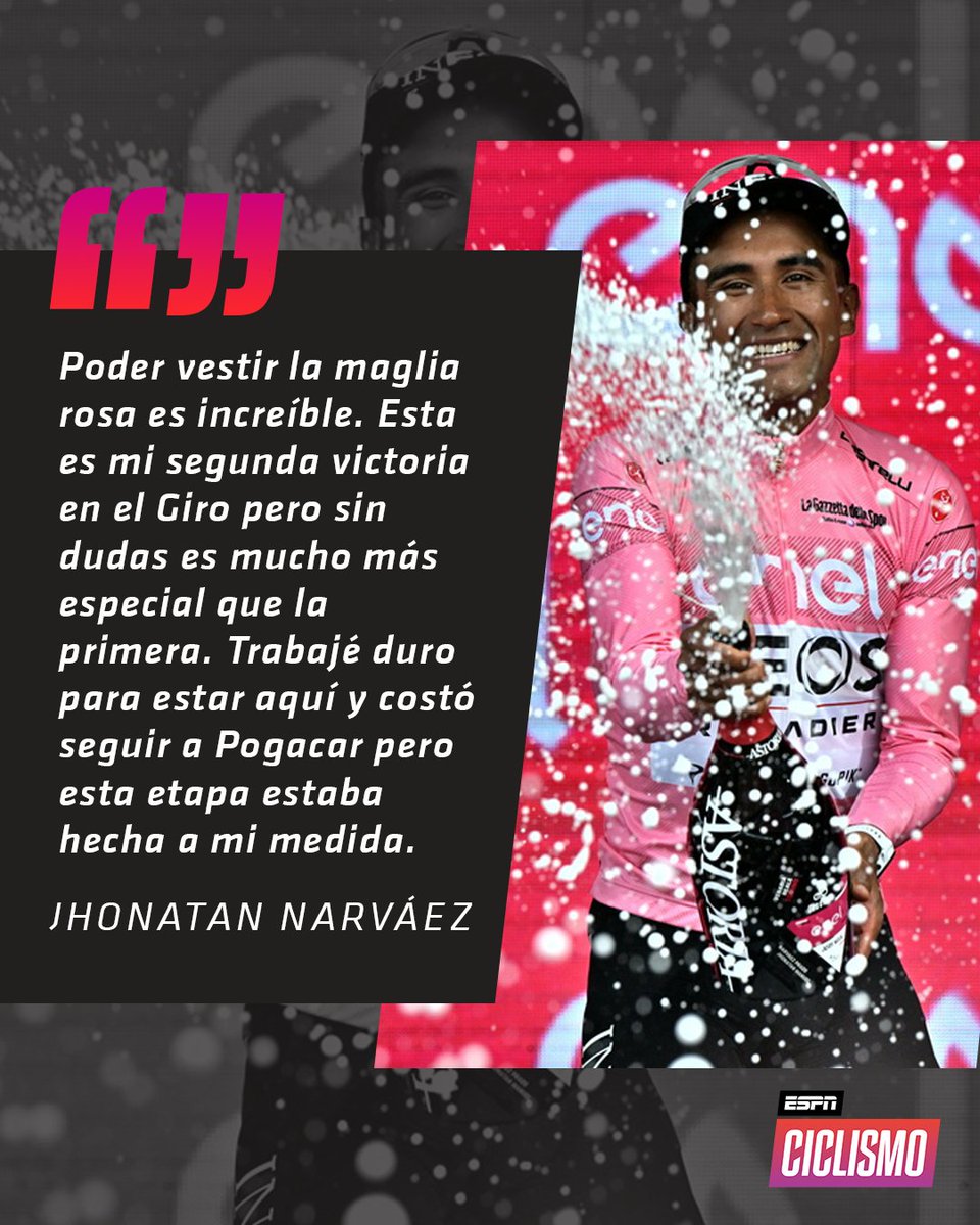 🗣️ La palabra del ecuatoriano Jhonathan #Narváez, el primer dueño de la Maglia Rosa en el #GiroDItalia 2024.