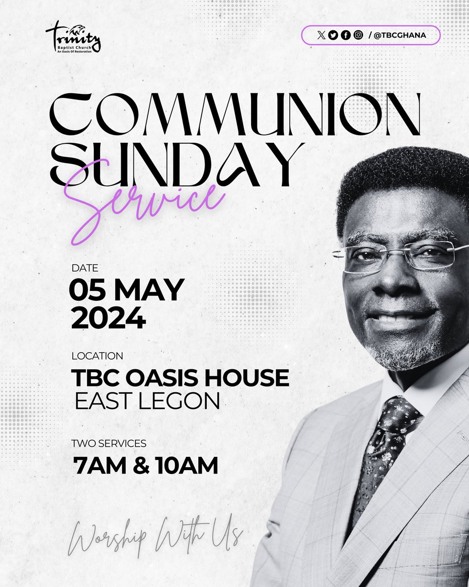 We love #TBCSUNDAYS and it’s even more special when it’s a Communion Service. Don’t miss any of our services tomorrow at 7am & 10am. We can’t wait to welcome you to Church ⛪️ #tbc #tbcghana #tbcsundays