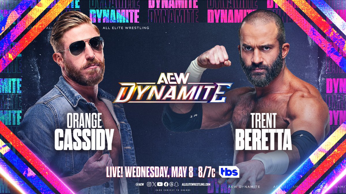 A friendship torn at the seams finally unravels as @orangecassidy and @trentylocks battle LIVE this Wednesday at 8/7c when #AEWDynamite is on TBS