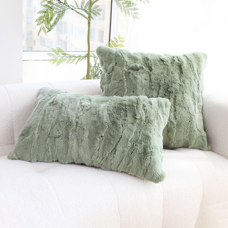 We adore this mint Rex rabbit fur pillowcase, as it is so gorgeously tactile💗 #fur #pillow #furpillow #pillowcase #pillowcover #cushion #cushioncase #cushioncover #roomdecor #roomstyle #roominspiration #bedroomfashion #bedroomstyle #bedroominspiration #livingroomdecor