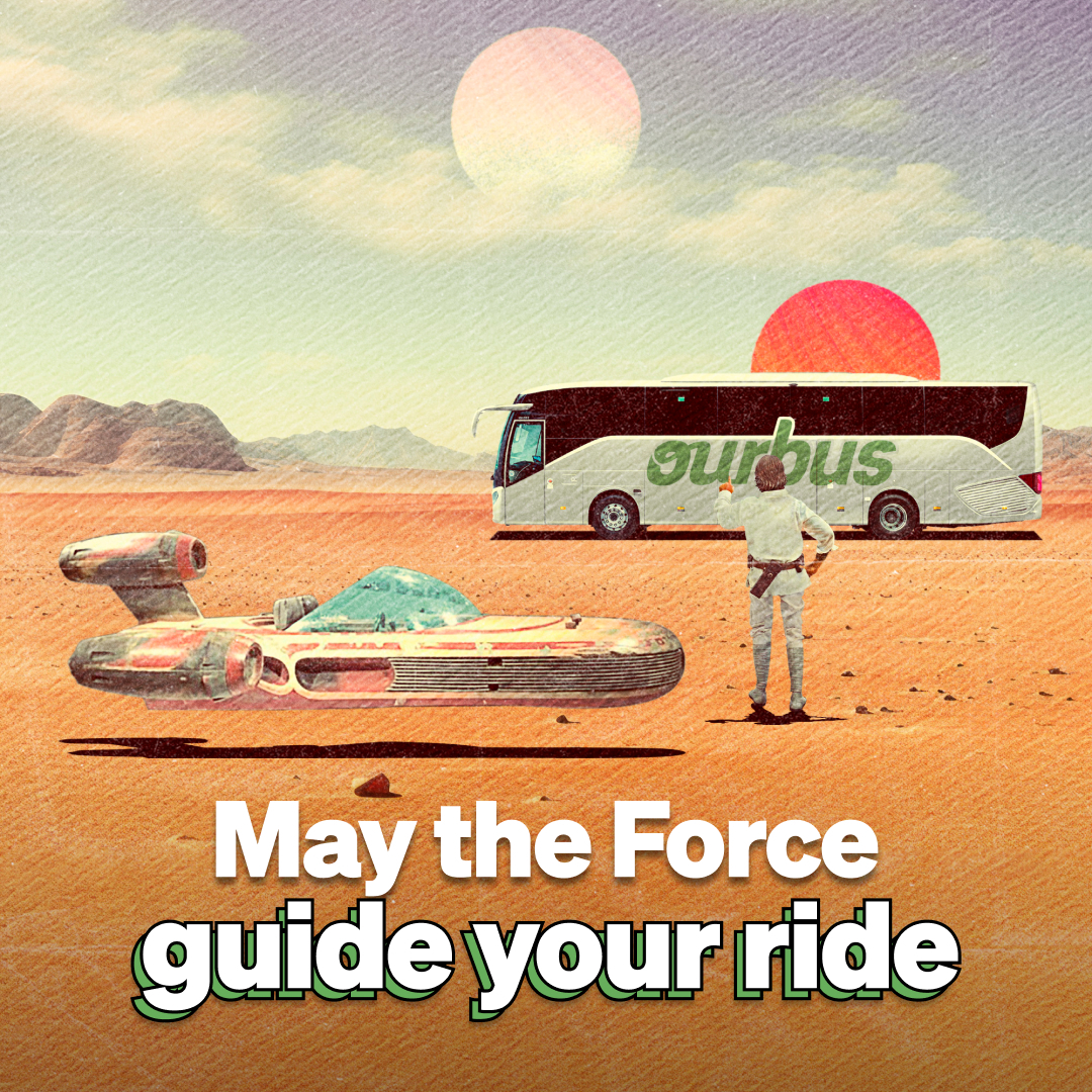 Happy #StarWarsDay! May your day be filled with excitement, adventure, and the wisdom of the Jedi!

#OurBus #Bustravel #MayThe4th