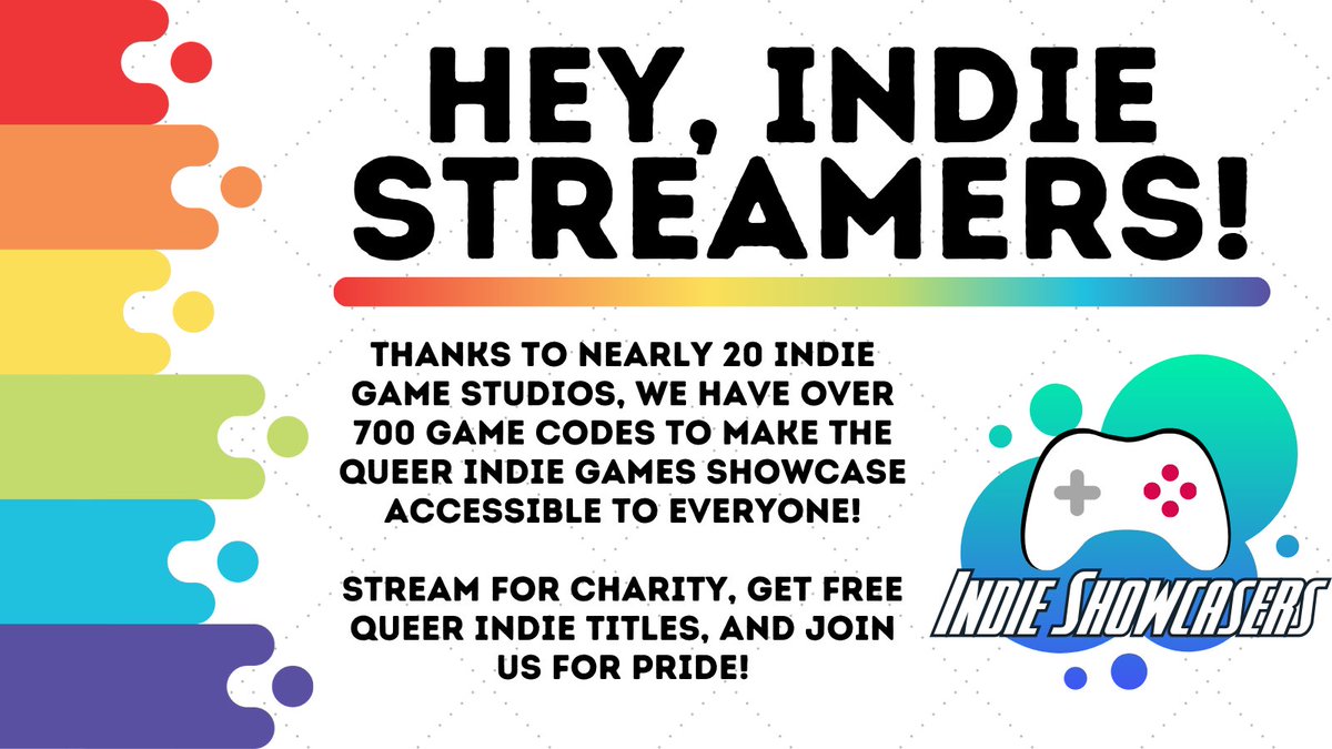 We've had massive support already and this support is allowing us to make our event more accessible to #creators and #streamers of all sizes. Join the Queer #indiegame Showcase and make a positive impact with us this June! forms.gle/dyN4dd8GRMHYK7…