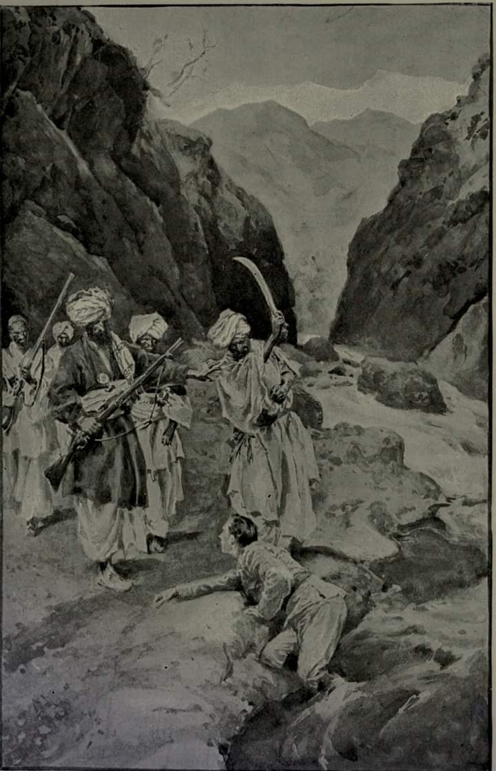 Afridi Pashtuns of Tirah captures a British military officer alive after a battle, 1898.
