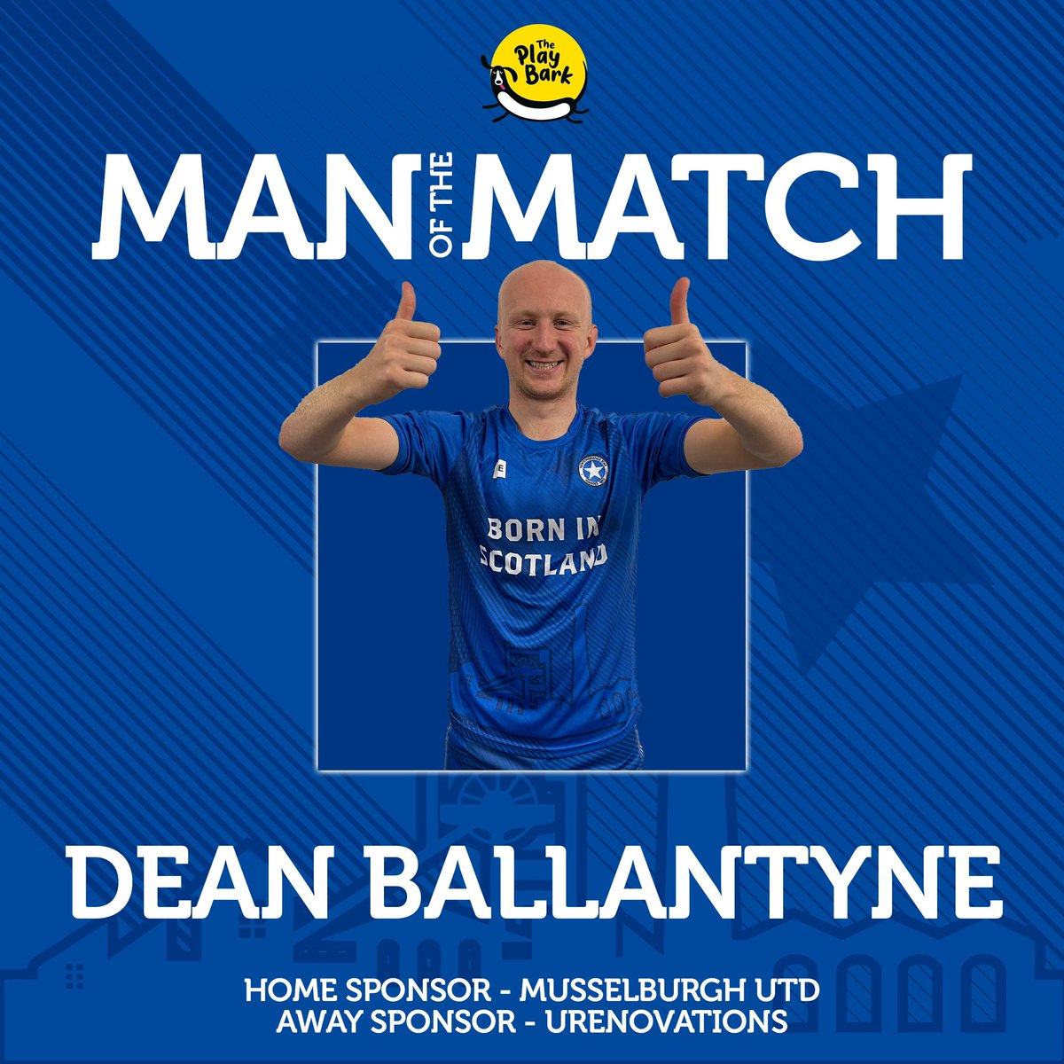 Today’s Man of the Match award sponsored by The Play Bark goes to hat trick hero Dean Ballantyne. Well done, Deano! ⭐️