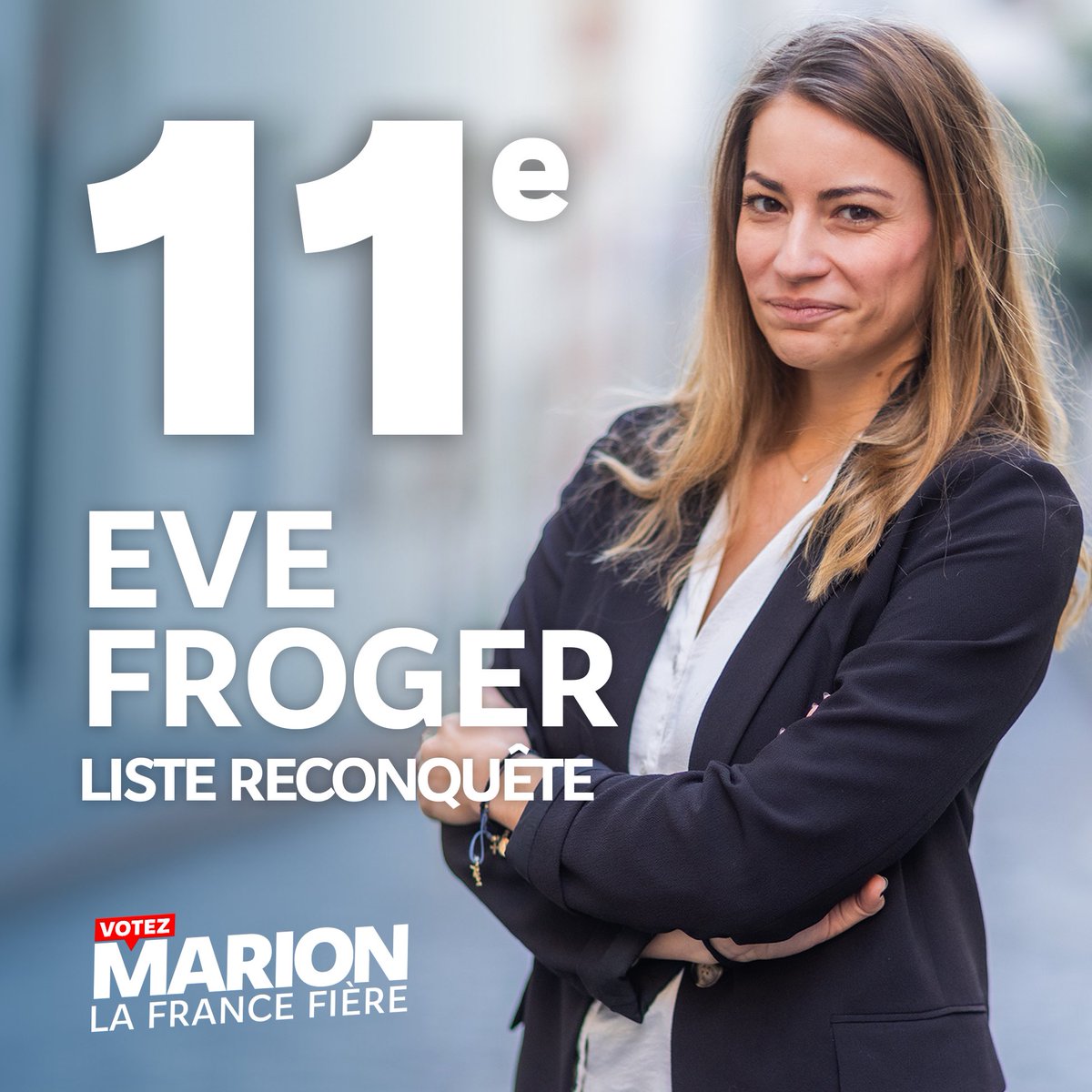 Très heureuse de rejoindre la liste Reconquête conduite par @MarionMarechal pour les élections européennes en 11e position. Merci à Éric, Marion et Nicolas pour leur confiance. Le 9 juin, créons la surprise pour battre Macron et von der Leyen au Parlement européen ! #VotezMarion