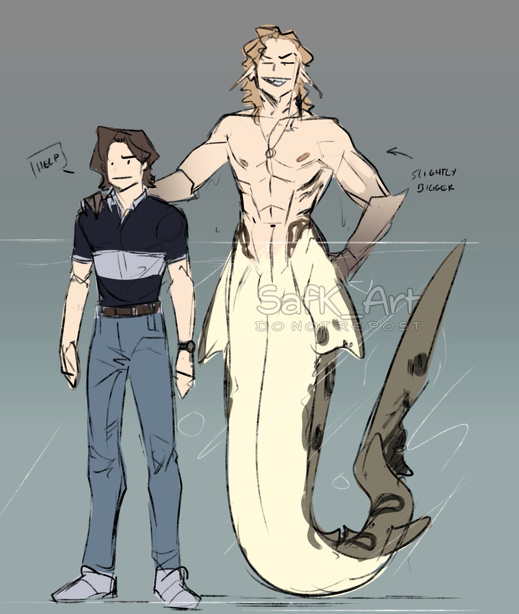 just thought about Shark Billy being slightly bigger compared to humans. 👀 will be drawing him a bit more this month 

 #billyhargrove #StrangerThings #mermay2024 #mermay #leopardshark #mermen #steveharrington #harringrove