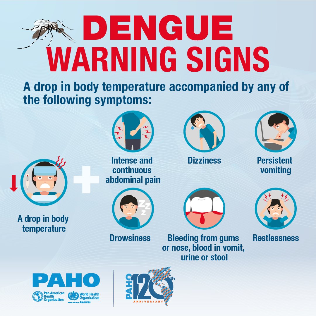 Muchos enfermos de Dengue pueden ser cuidados en casa con reposo e hidratación adecuada. Sin embargo, si aparecen SIGNOS DE ALARMA 🔴, debes acudir de inmediato a la unidad de salud más cercana. ¡Identifícalos!