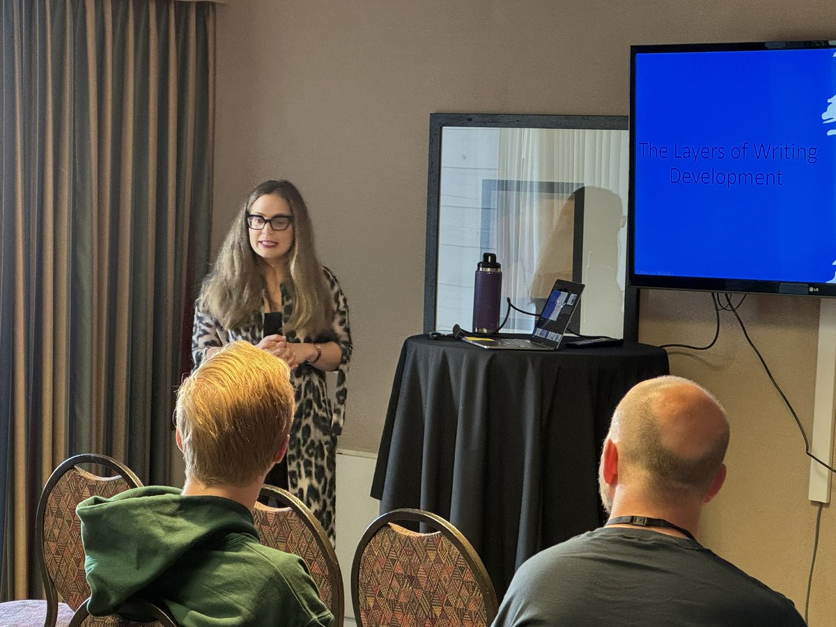 <a href="/MiriamRamzy/">Miriam Ramzy, PhD</a> and Michelle Bence speaking on the Layers of Writing Development <a href="/ABELATeachers/">ELAC</a> #elac2024. <a href="/albertateachers/">Alberta Teachers' Association</a>