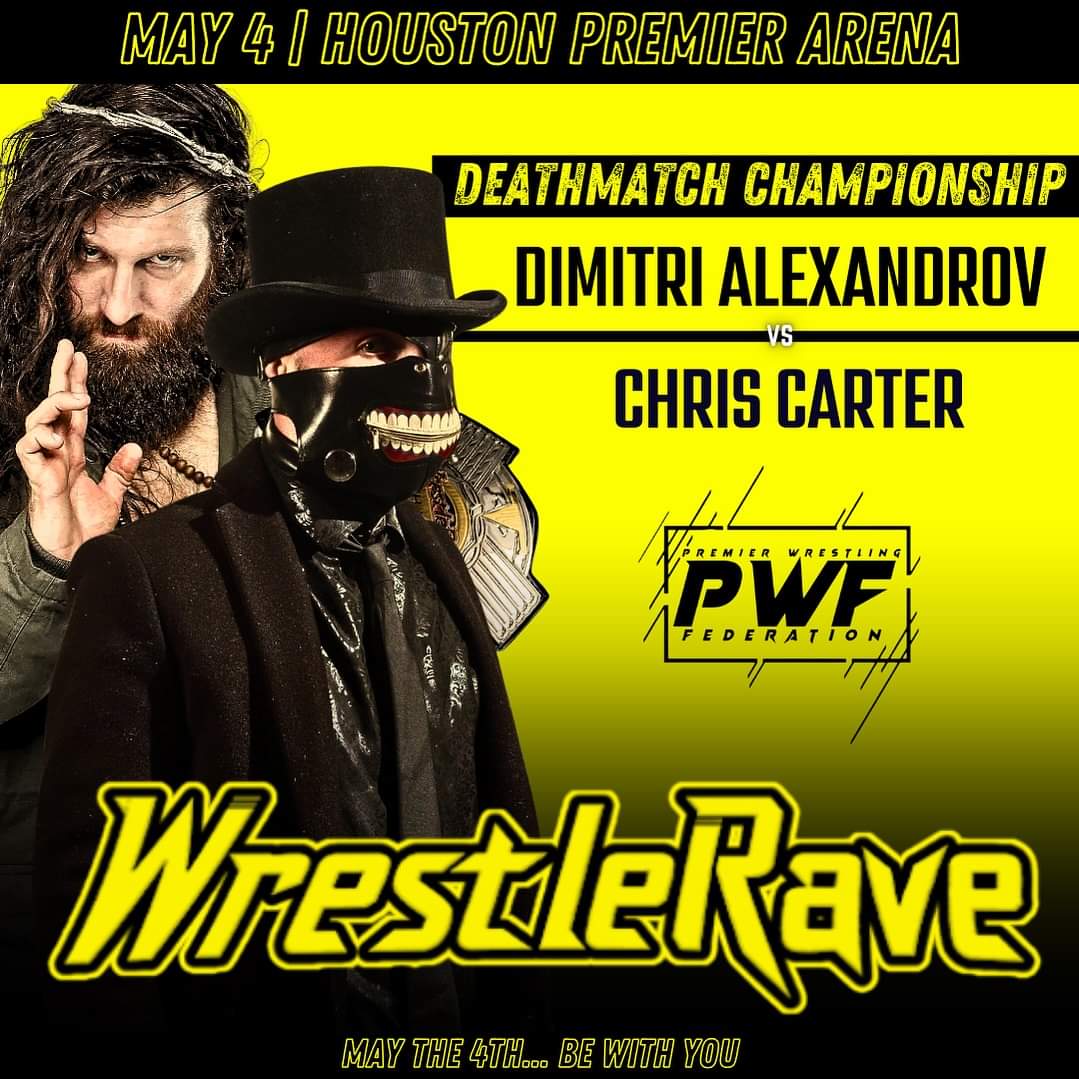 TONIGHT @PremierFed Debut W R E S T L E R A V E F O R E V E R Tonight me and Chris Carter step in the ring for the first time ever in a battle for the @WrestleRaveHTX Deathmatch Championship! ☦️☠️🙏