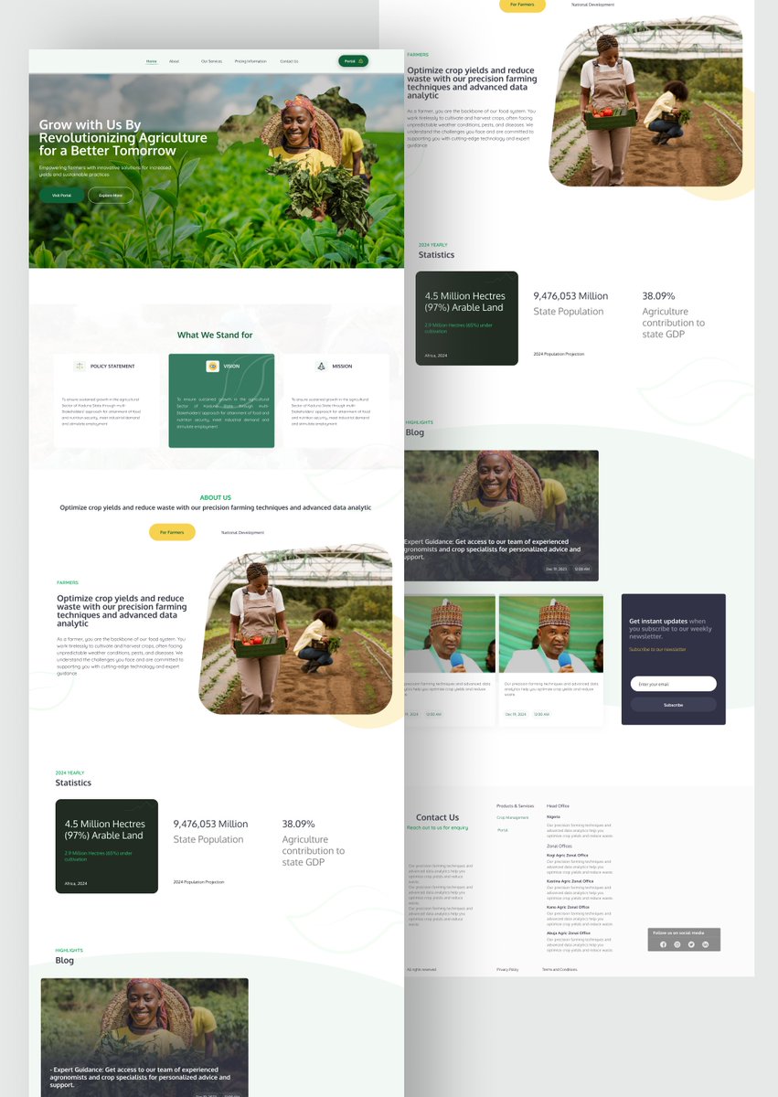 Ui_meesha's tweet image. Day 7: Designing this agricultural landing page was a labor of love. I researched farmer needs, sketched wireframes, and experimented with layouts to create a clean, modern design.

PN: i am open for any design opportunity
#Agriculture #uidesign #ui/ux #hiring #webdesign #design