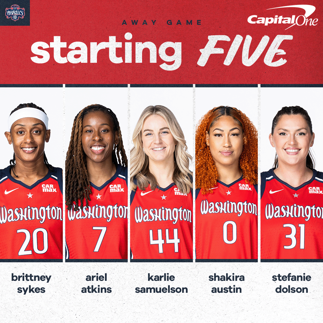 Starting five for today's game vs @Atlantadream presented by @CapitalOne
