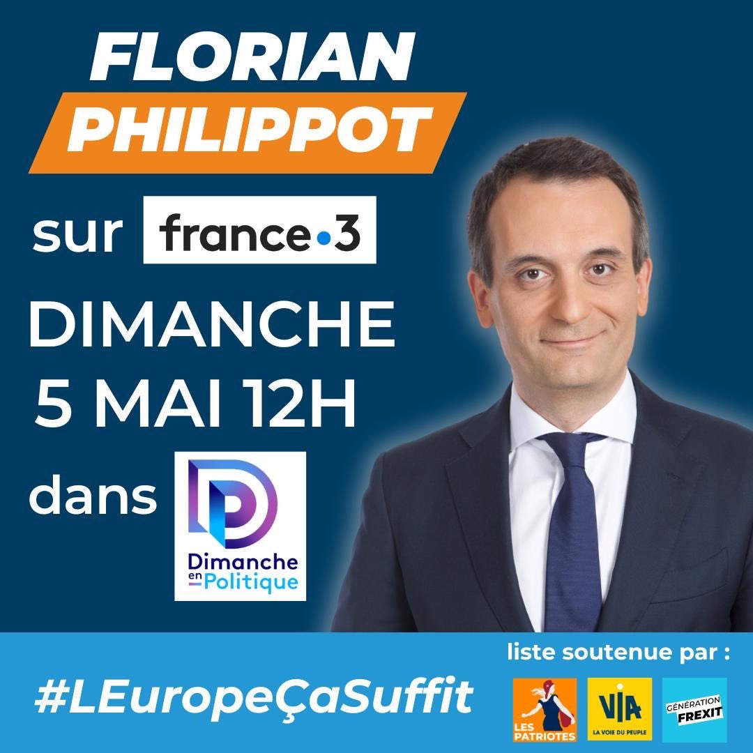 Ce dimanche à 12h sur France3 en direct 
#LEuropeÇaSuffit 
#Frexit 🇫🇷