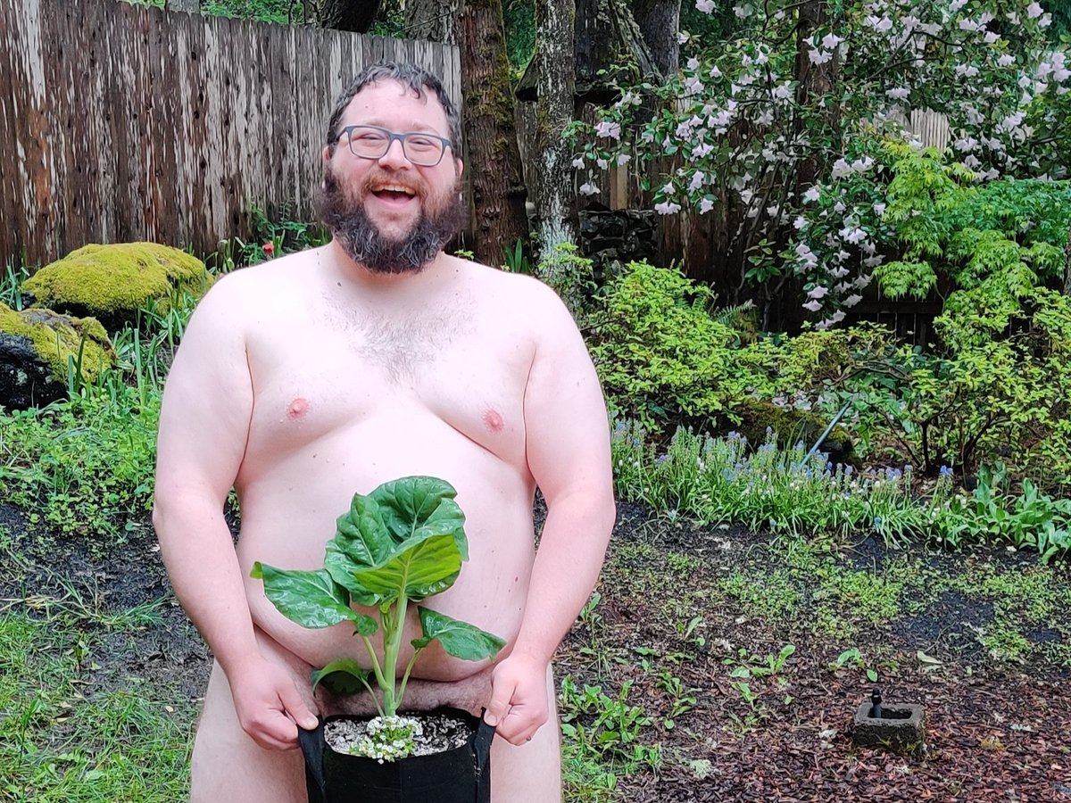 It's my birthday and a very drizzly World Naked Gardening Day! Show me your patch you want me to fertilize.