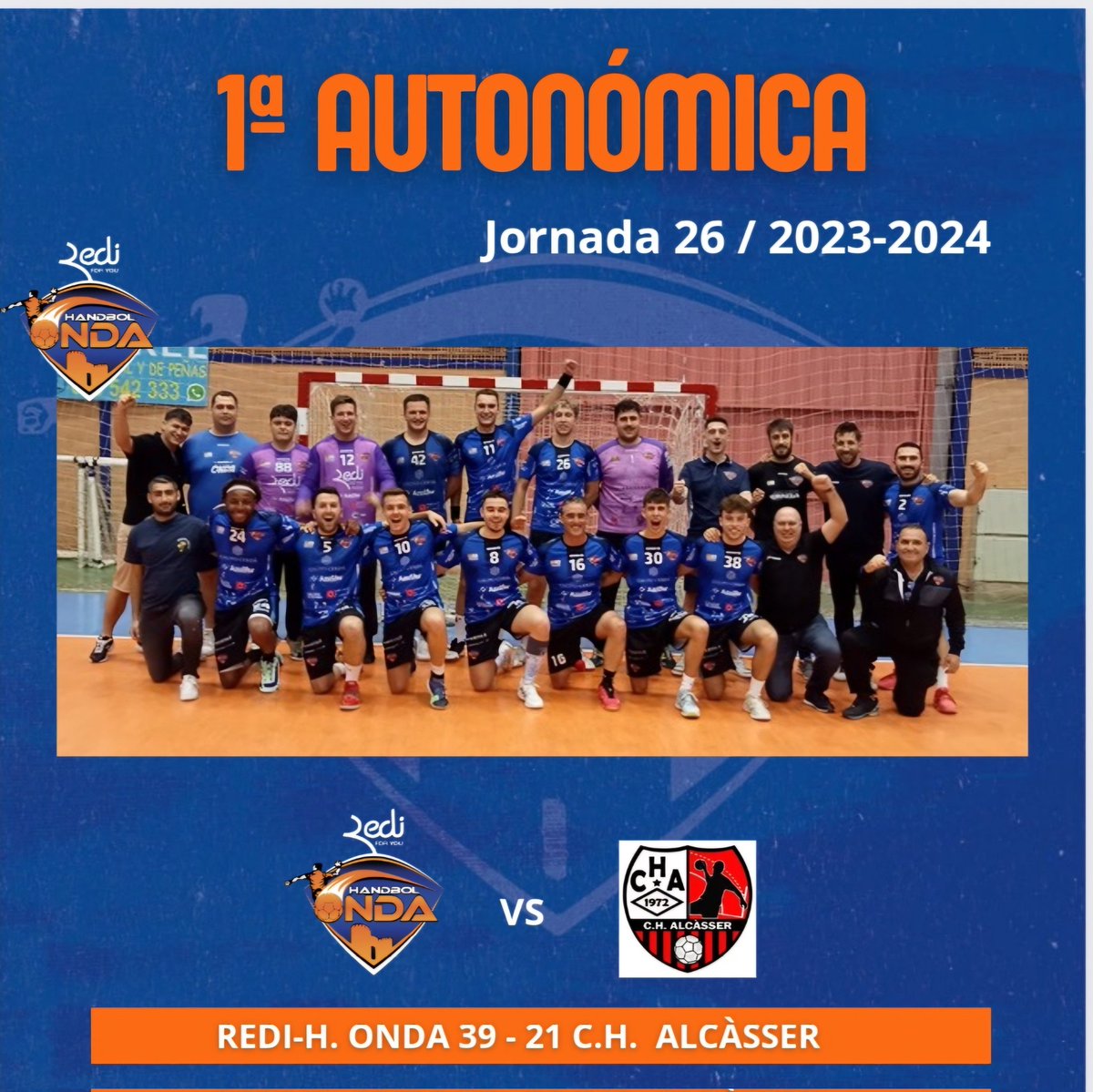 RESULTADO TEMPORADA 🏆 Sénior Masculino 📆 4 - 5-2024 @handbolonda 39 - 21 @chalcasser 💙🧡 #yovoyalvictorcabedo #EndavantEsports #VillarrealCF #AjuntamentOnda #123Onda #ViuOnda #OndaesEsport #DiputacioCastello #ComunitatEsport