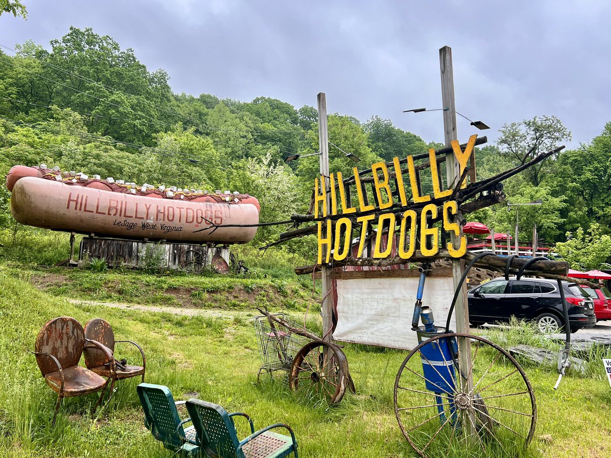 Just a day trip through rural OH & WV with the World’s Largest Horseshoe Crab, tobacco ad barn and of course Hillbilly Hotdog 🌭