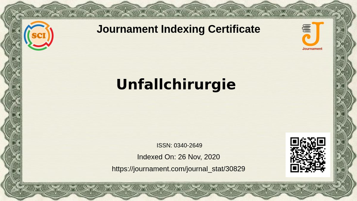 Unfallchirurgie with ISSN: 0340-2649 received 43 clicks, ranked 1.34/100. Check top 10 papers at journament.com/journal_stat/3…
