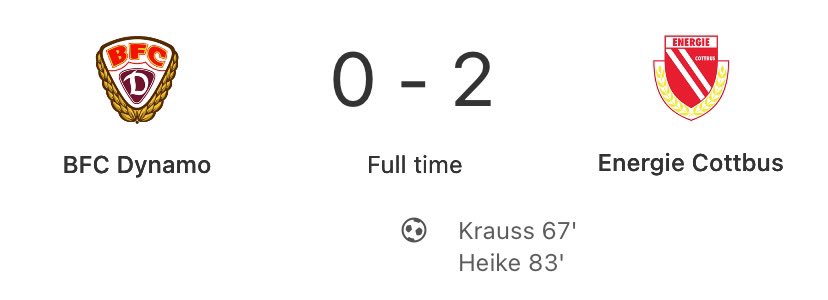 A WIN THAY CHAMPIONS ARE MADE OF! BFC are officially out of the race, Cottbus, Greifswald, it’s one of you. #RLNO #BFCFCE