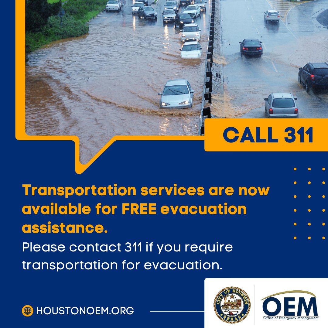 FREE transportation services for evacuation are now available! If you or someone you know requires transportation for evacuation, please contact 311 immediately.