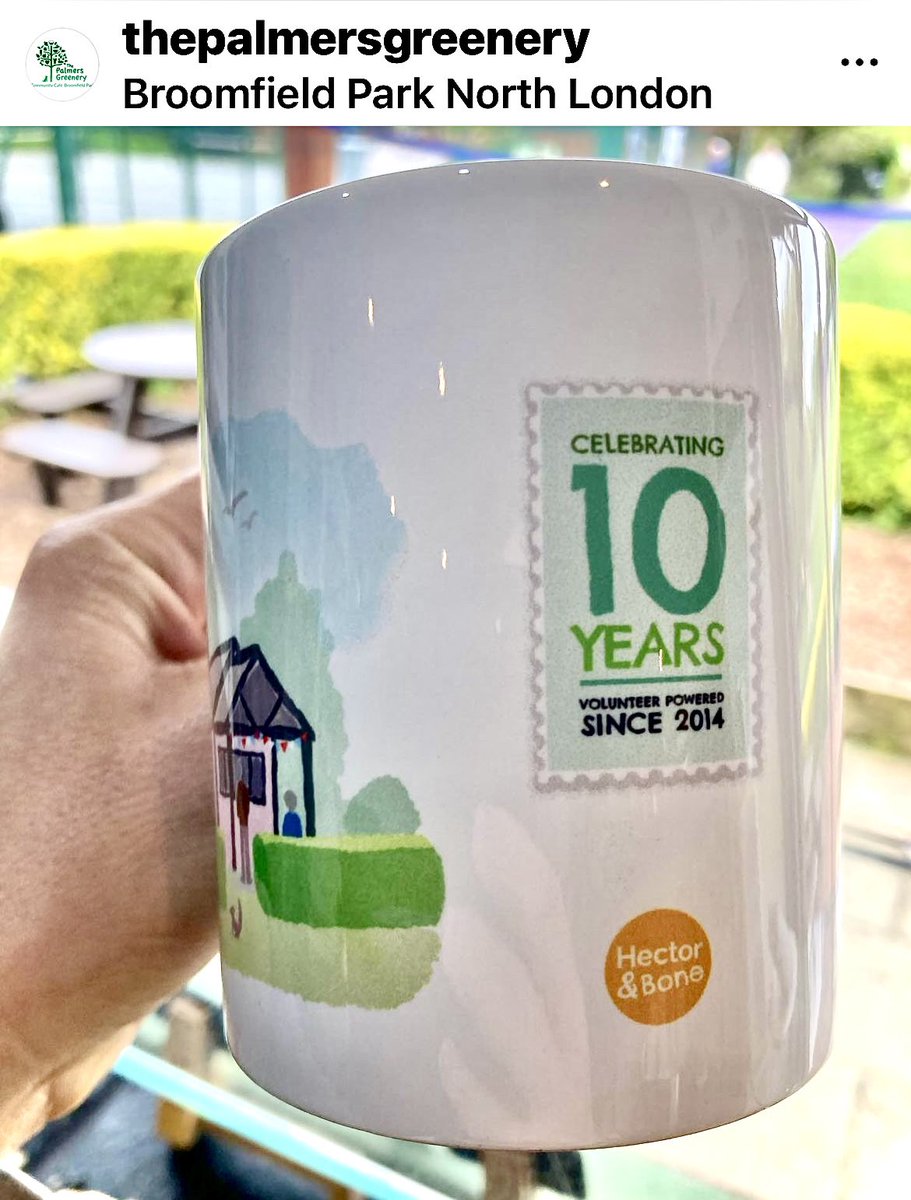 Our special 10 year edition mug design for The @PalmersGreenery cafe in Broomfield Park London N13 - Get yours at the Cafe #palmersgreen #londonN13