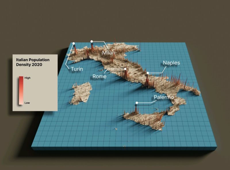 Nice and quick to read. Population density map of Italy. Source: buff.ly/3JJp3ni