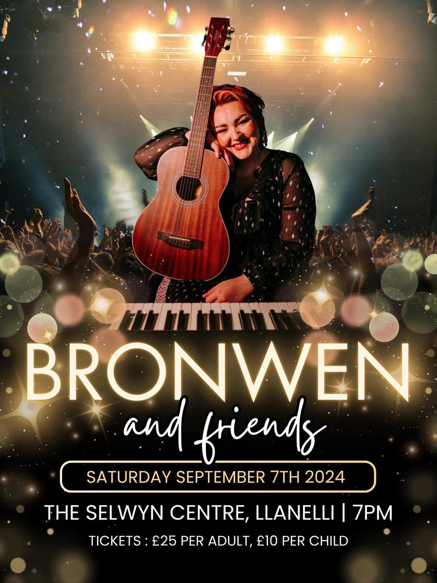 ✨ BRONWEN & FRIENDS ✨ 🗓️ Saturday September 7th 2024 📍The Selwyn Centre, Llanelli Families welcome! 😊 An evening of bilingual music, laughs and some special friends ❤️ Tickets ➡️ ticketsource.co.uk/hd-events/t-vv…?