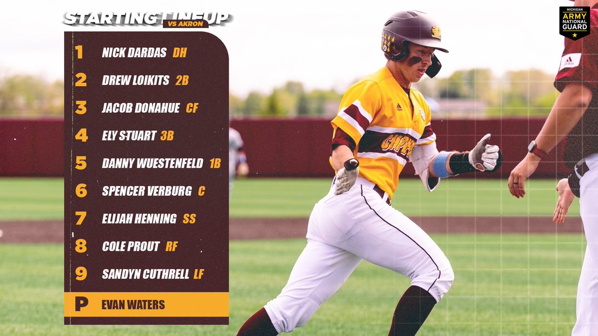 Saturday's squad for game 2 against the Zips! First pitch in 🔟 #FireUpChips🔥⬆️⚾️