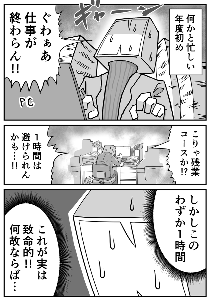 日々のつぶやき。
1時間の重み(1/2)
ご家庭によって事情は全然違うと思うけど、定時前後の1時間は特別重い気がする… 