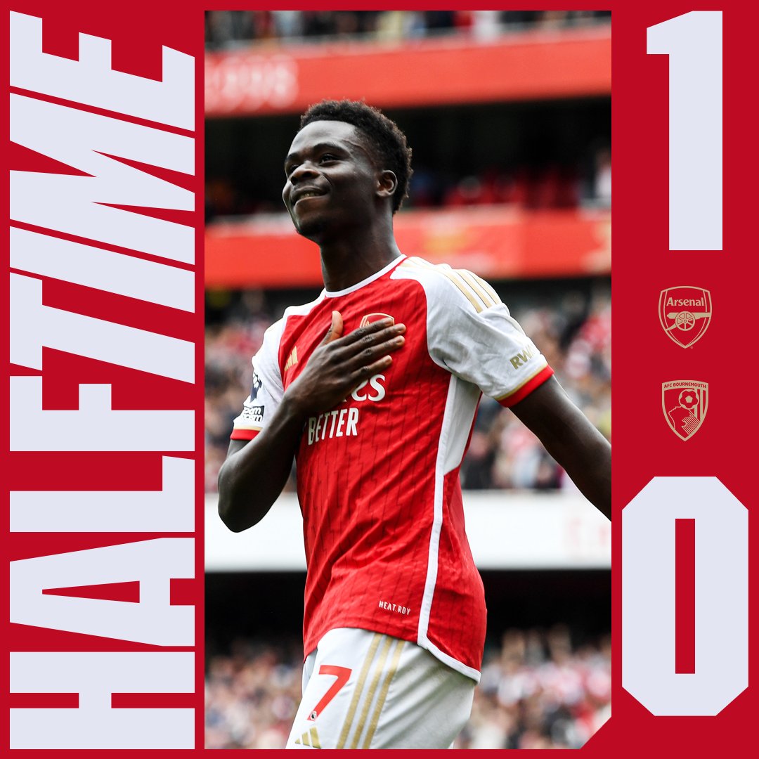 Arsenal's tweet photo. Leading at the interval - let's keep pushing for more, Gunners ✊ https://t.co/I3fP8pRP79