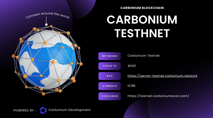 CarboniumChain's tweet photo. CARBONIUM TESTNET BLOCKCHAIN IS LIVE !

- Network name : Carbonium Testnet
- Chain ID : 4040 
- RPC :  https://t.co/EmFmPVUfHw
- Symbol : tCBR
- Explorer : https://t.co/2eDc93Bcg7

You can read documentation about the Carbonium Testnet here

https://t.co/6GDVtgq8Px

#BLOCKCHAIN https://t.co/tLBnc5ZZA7