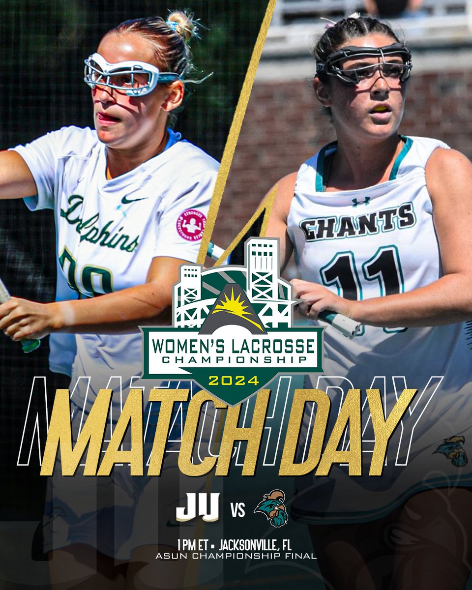 It's Championship Saturday! 🏆🥍

Tune in at 1 PM ET as #1 <a href="/JAX_WLAX/">Jacksonville Women’s Lacrosse</a> &amp; #2 <a href="/CoastalWLax/">Coastal Lacrosse</a> go head to head in the #ASUNWLAX Championship Final! ⬇️
📺 | espn.com/watch/player/_…
📊 | judolphins.com/sidearmstats/w…

#ASUNBuilt | #JUPhinsUp 🐬 | #GoChants