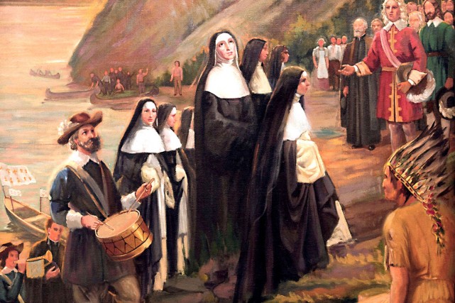 4 mai 1639
Départ de Dieppe de Mme de la Peltrie pour Québec. Dès son arrivée le 1er août, elle y entreprend la conversion des Hurons et d’autres nations autochtones auxquelles elle enseigne également le français, la lecture ou le calcul.En 1642,elle sera cofondatrice de Montréal