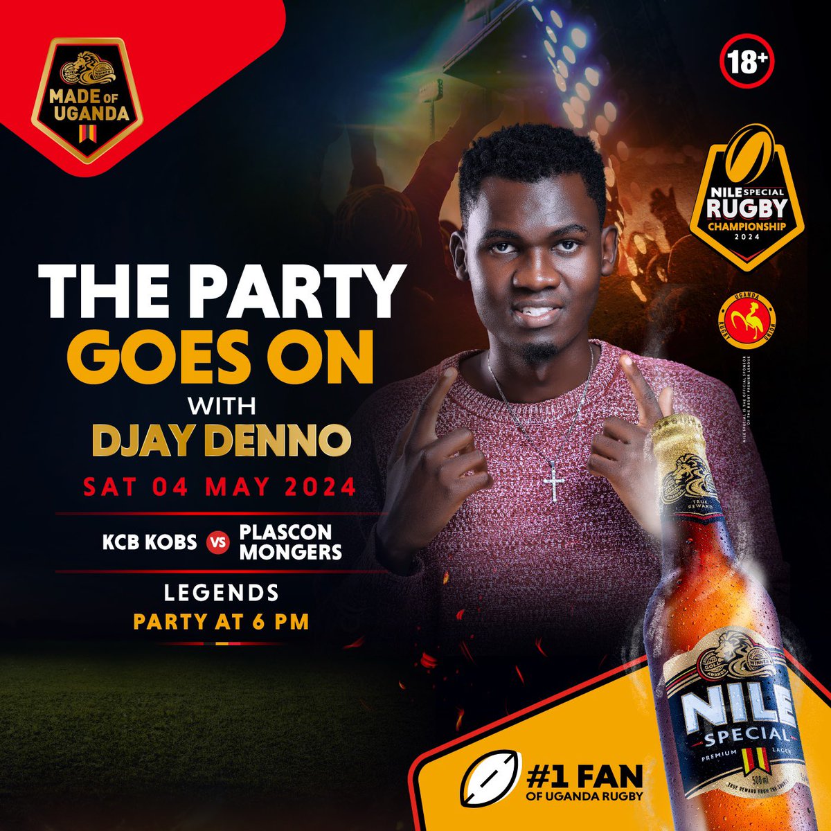 Will be playing at legends later on tonight on that KCB KOBS VS PLASCON MONGERS after match party set between 8:00pm - 10pm Courtesy of @NileSpecial
