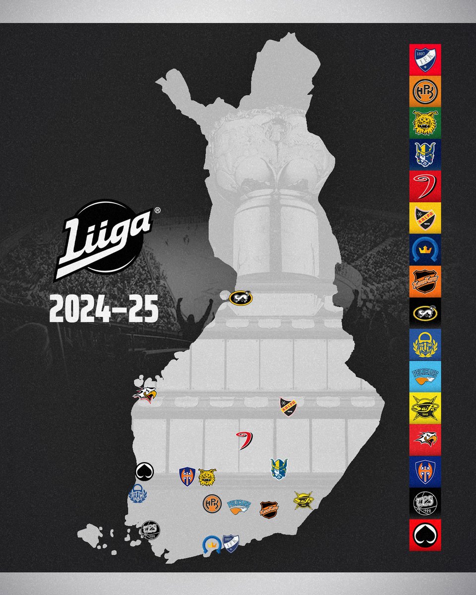 smliiga's tweet photo. ✅ Liiga-kartta 2024–25

#Liiga https://t.co/i9xP9q5jWc