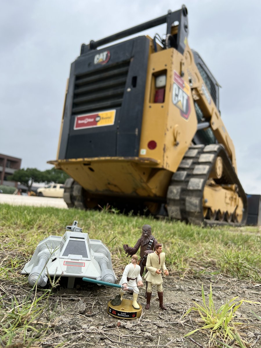 These tiny rebels are scoping out the perfect skid steer at #TexasFirstRentals to tackle whatever galactic construction project comes their way.  Whether you need a skid steer, lightsaber (not included), or anything in between, we have you covered!  #MayTheFourthBeWithYou