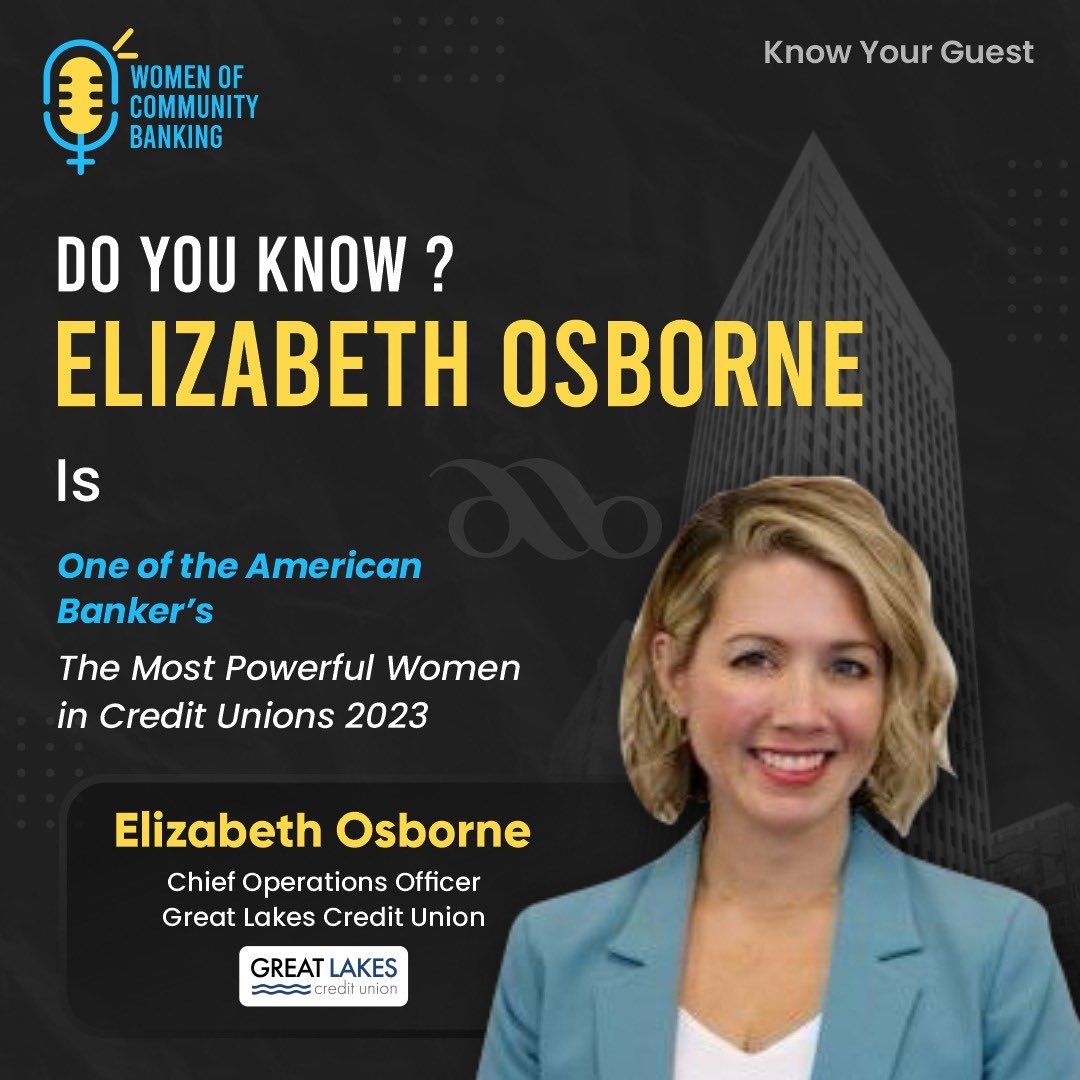 Want to know more about our guest, Elizabeth Osborne ?

#womenliftingwomen #creditunions #peoplehelpingpeople