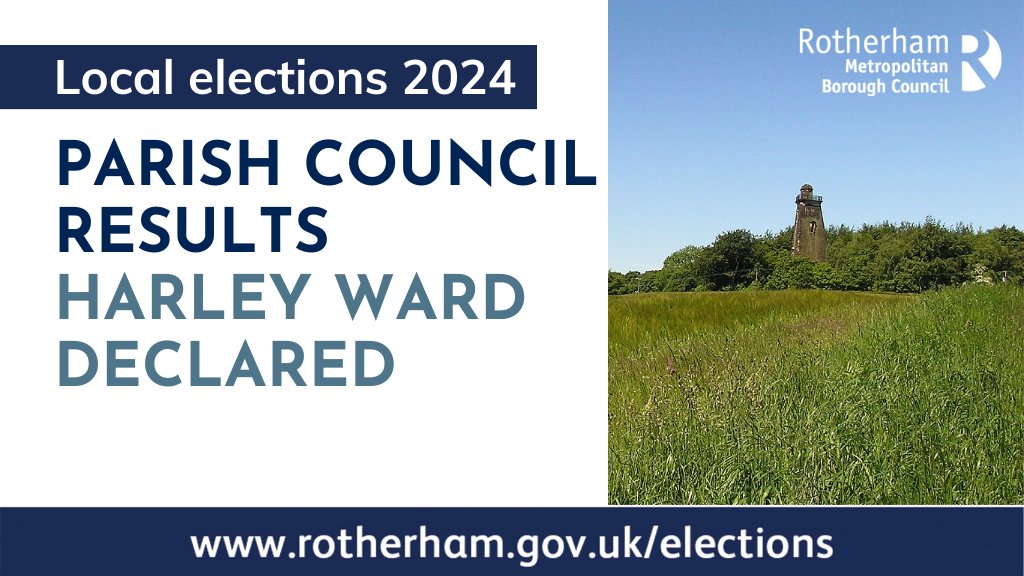 HARLEY WARD DECLARED: The following are elected: Thomas Hill, Jonathan Knight, Cynthia Shaw and Valerie Sykes. Full details will be available shortly at ➡ rotherham.gov.uk/elections-voti…