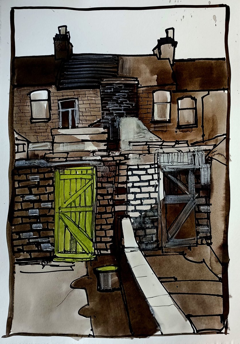 'Out the Back (Green Gate)' #SixTownsSketchbook Ink