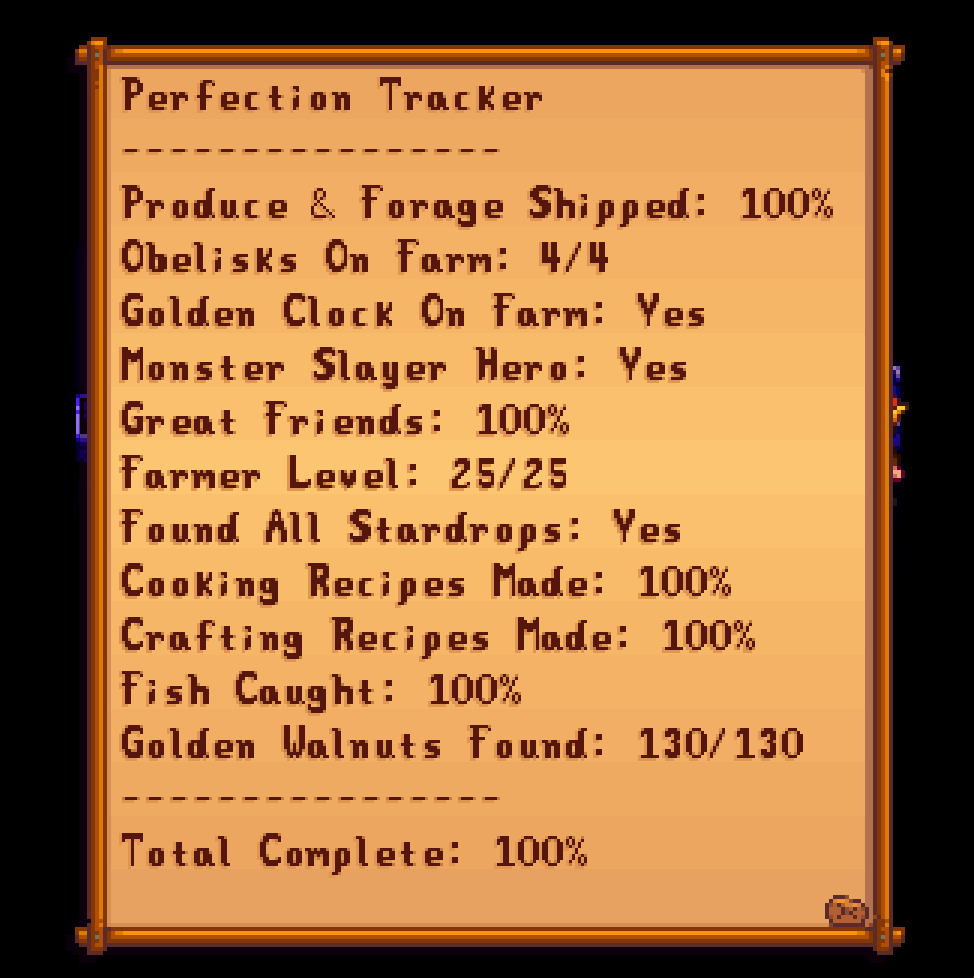Stardew Valley 100%ed, nice casual game🙄