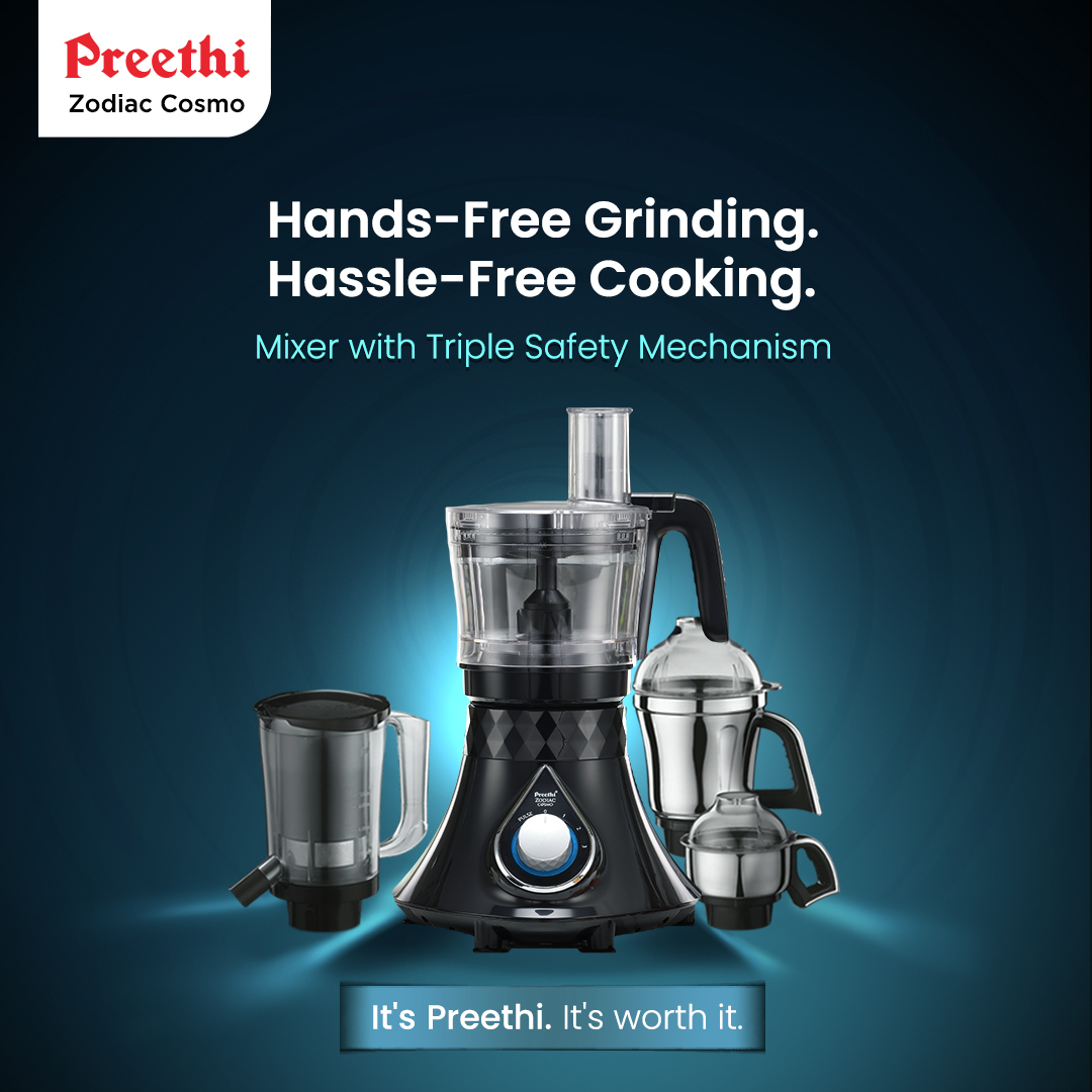 It's not just safe, it's not just awesome - it's triple safe and triple awesome! #preethi #preethikitchenappliances #kitchenappliances #triplesafe #triplesafetymechanism #hasslefreecooking #handsfree