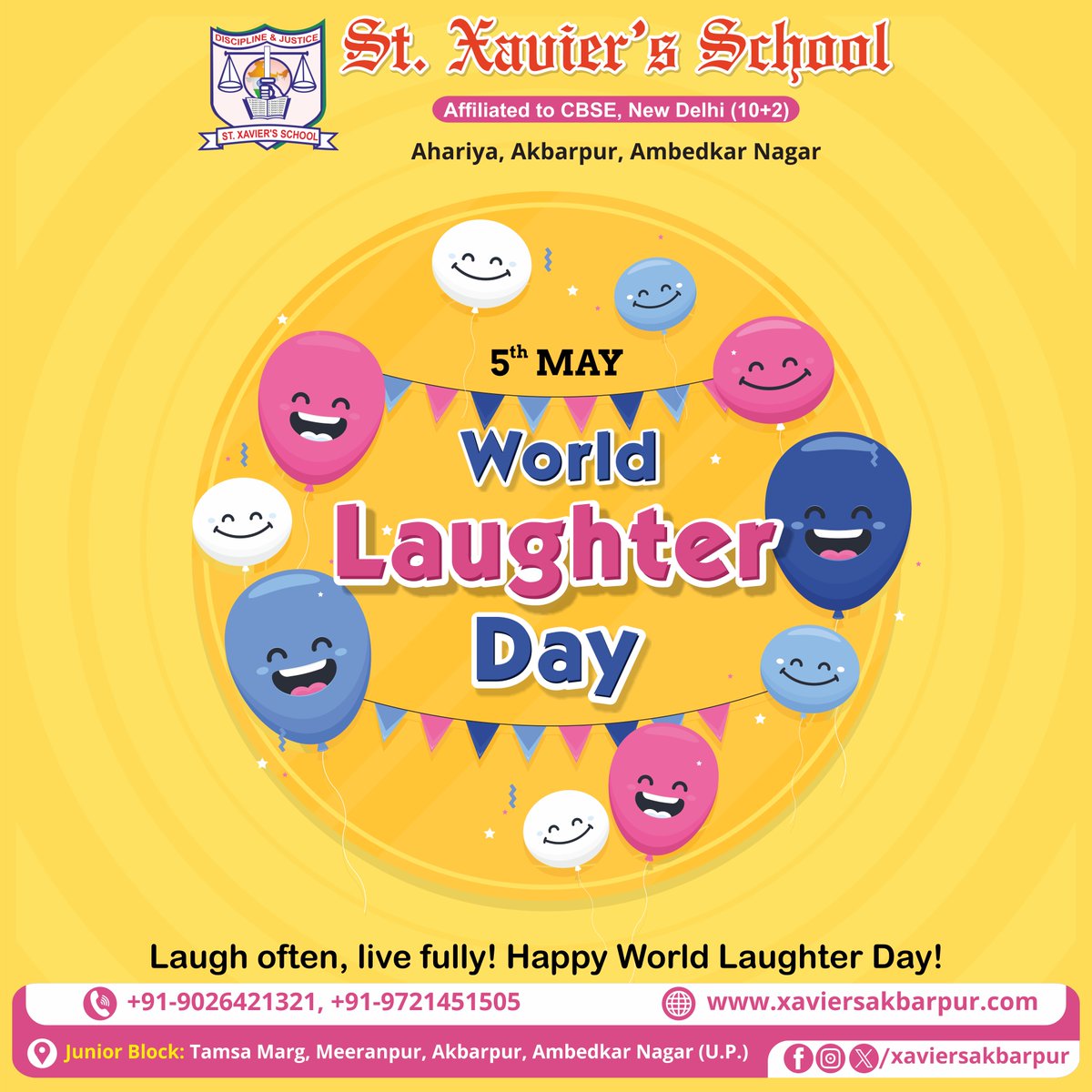 Laugh often, live fully! Happy World Laughter Day!

#WorldLaughterDay #LaughterDay #SpreadLaughter #LaughMore #LaughterIsTheBestMedicine #LaughterTherapy