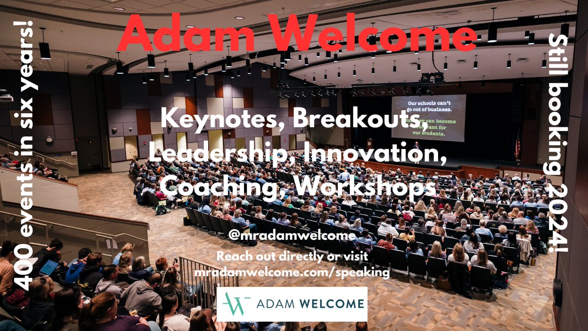 I'd love to help IGNITE 🔥 your team with a high energy, relevant and fun keynote at your conference, summer PD, convocation kick off for next year or any event you have planned! 400+ keynotes in 46 states! 💻 mradamwelcome.com/speaking 📹 lnkd.in/g3-F_rqS