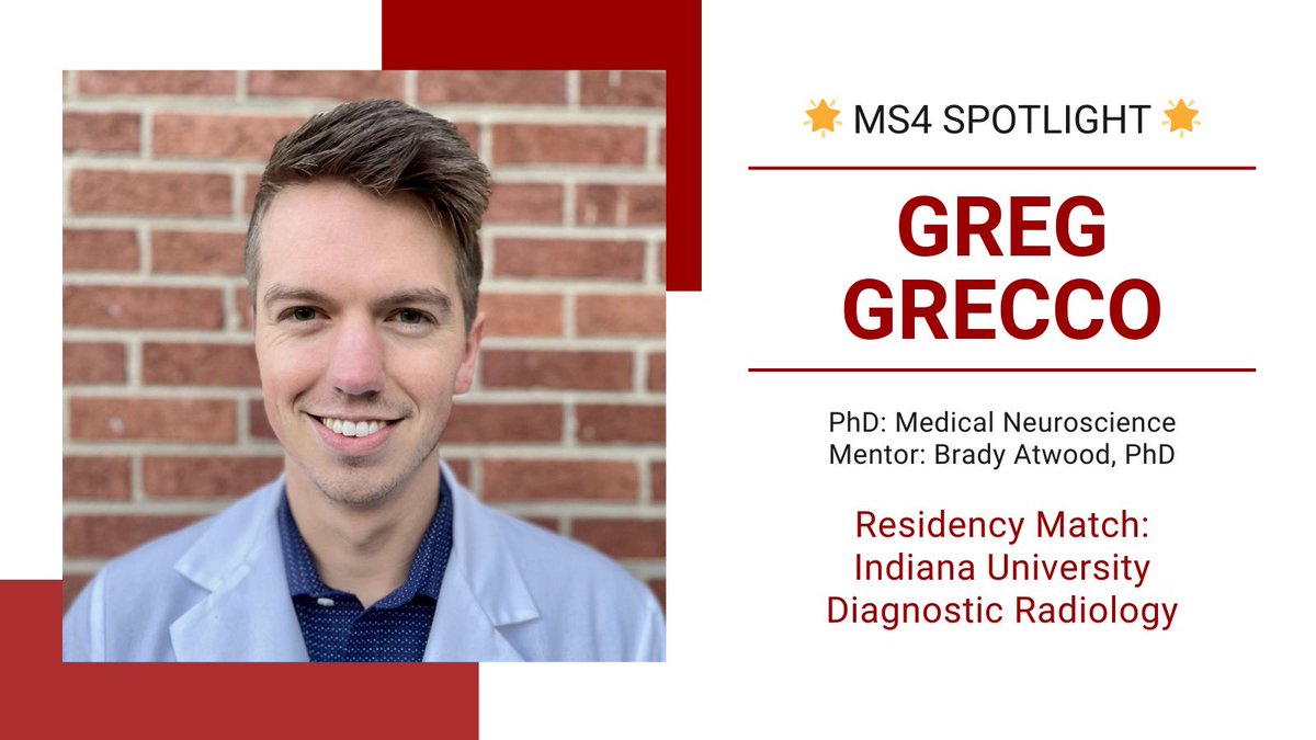 Congratulations, Greg Grecco, MD, PhD! 🌟 May success follow you as you step into this thrilling new chapter. Your dedication and resilience shine brightly. It's been an honor to be part of your journey! 🚀 #MDPhD #IndianaMSTP #IUMedSchool'