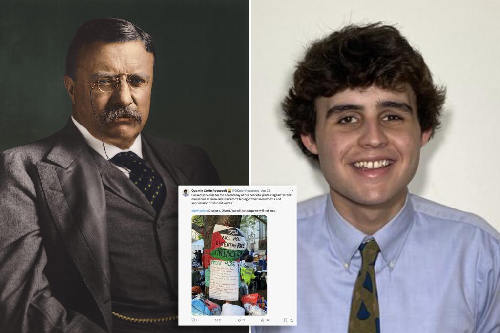 Teddy Roosevelt’s great-great-great grandson is anti-Israel protester at Princeton trib.al/5JKSbyL