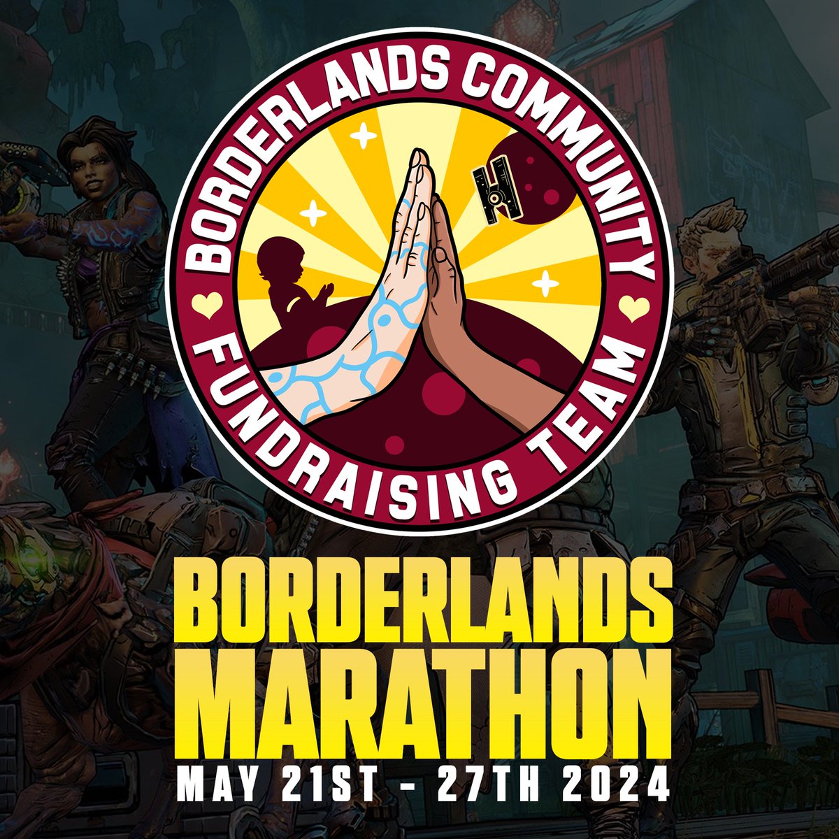 The time has come!

The #Borderlands Community Marathon #ForTheKids @tiltify page is now LIVE!

Sign up here: tinyurl.com/56mftabz

You can also donate, as well as download our assets & toolkit created by our resident artist @PilotPlaysGames below!👇

tiltify.com/+borderlands-c…