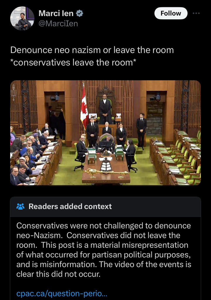 If you’re going to write an editorial on toxic partisan rhetoric, you might have wanted to include the example of @MarciIen making the deranged suggestion that @PierrePoilievre supports neo-nazis