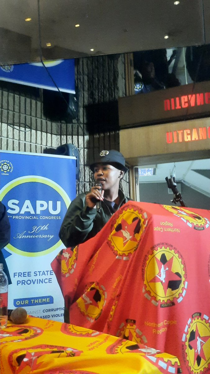 SAPU Provincial Secretary of Free State Mantoetse Molapo gives the closing address #ForTheLoveofTheWorkingClass #WorkersUnite