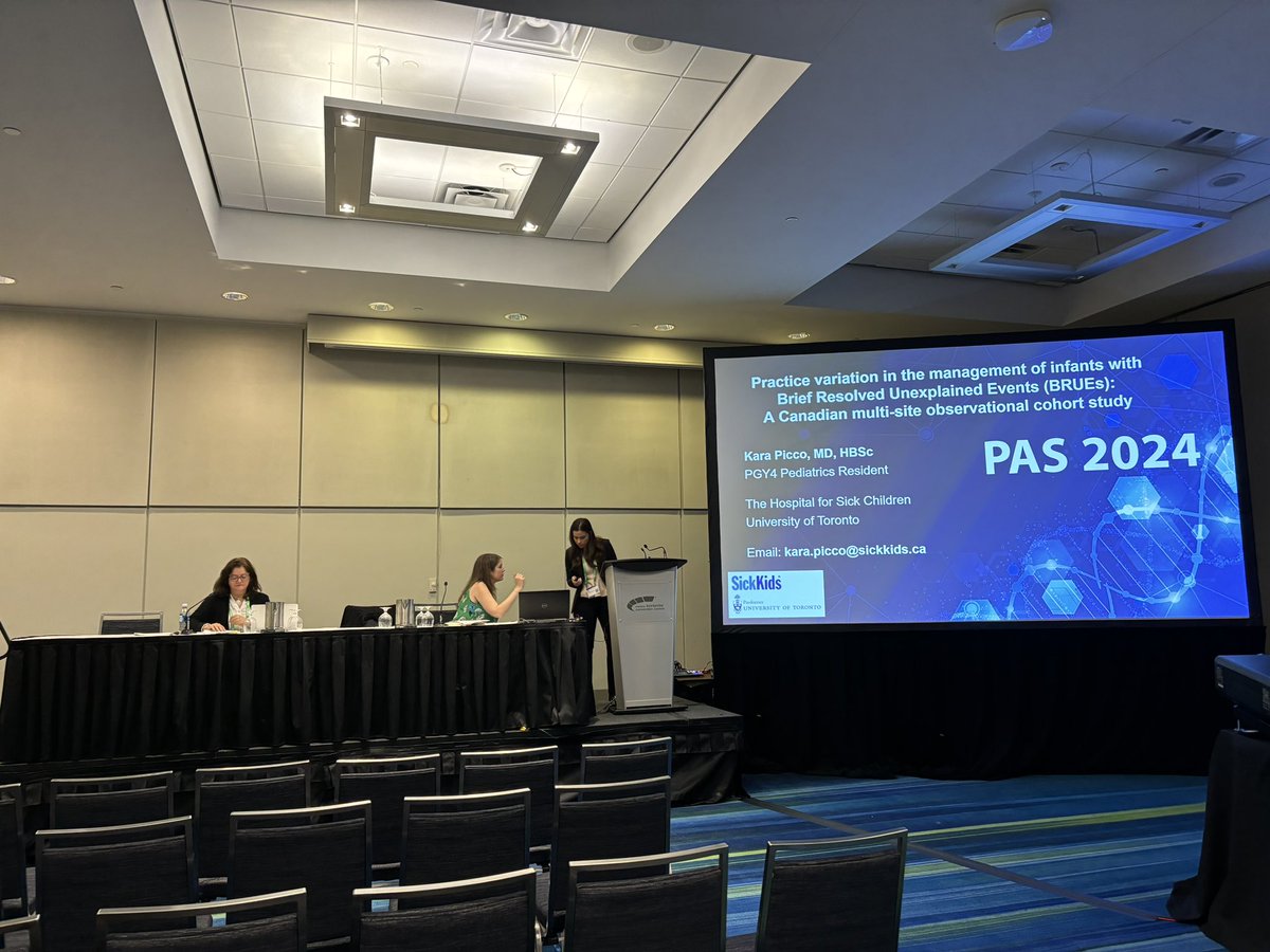 Next up in the #PAS2024 hospital medicine section is Dr Kara Picco a 4th year <a href="/SickKidsNews/">The Hospital for Sick Children (SickKids)</a> resident highlighting variation in BRUE management in Canada in <a href="/CanadaPirn/">PIRNCanada</a>  <a href="/NassrNama/">Nassr Nama</a> exceptional quality of presentation by a rising star